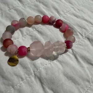 Kinsley Armelle Rose Pink Beaded Crystal Stretch Bracelet